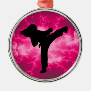 Kampfkunst-Blitz-Rosa-weiblicher Entwurf Silbernes Ornament