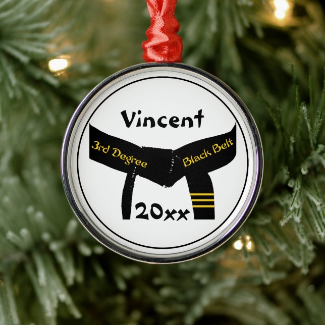 Kampfkunst Dritter Grad Black Gelt Rank Silbernes Ornament (Baum)