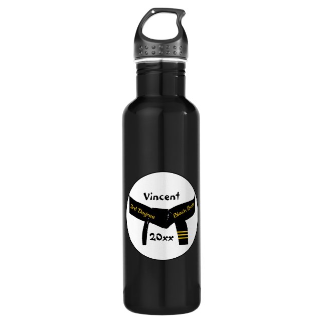 Kampfkunst-dritter Grad-schwarzer Gürtel Edelstahlflasche (Vorderseite)