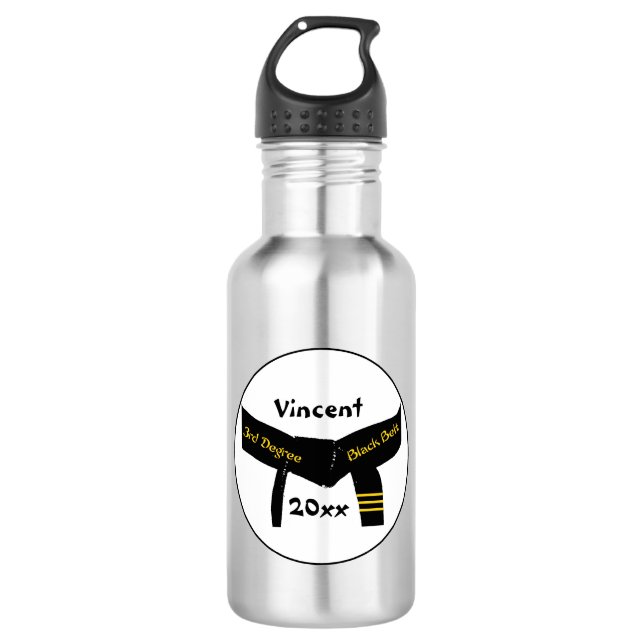 Kampfkunst-dritter Grad-schwarzer Gürtel Edelstahlflasche (Vorderseite)