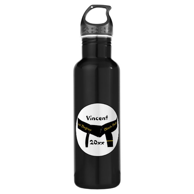 Kampfkunst-erster Grad-schwarzer Gürtel Edelstahlflasche (Vorderseite)