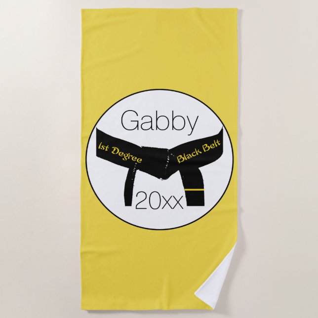 Kampfkunst Erster Grad Schwarzer Gürtel Strandtuch (Vorderseite)