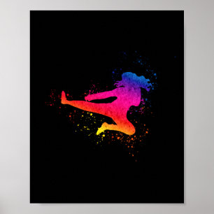 Kampfkunst, hoher Kick, malerischer Schlag Poster