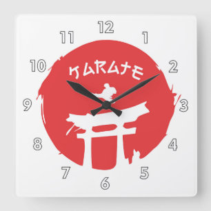Kampfkunst Karate Quadratische Wanduhr