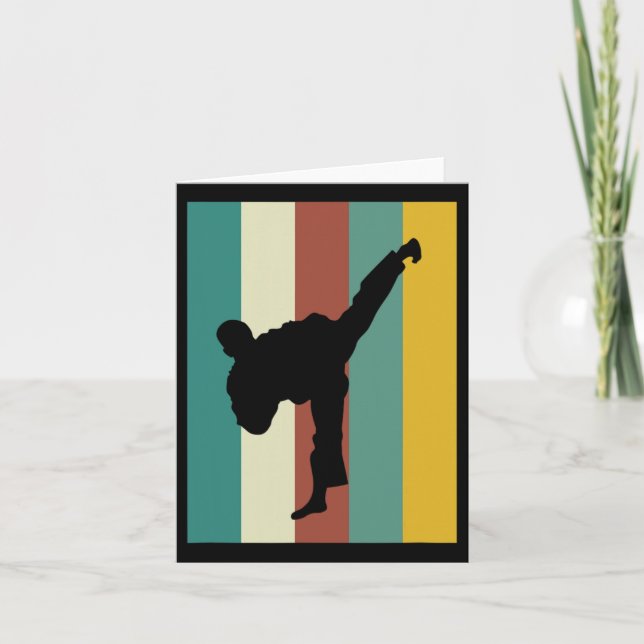Kampfkunst Kickboxing Karate Taekwondo Retro Des Karte (Vorderseite)