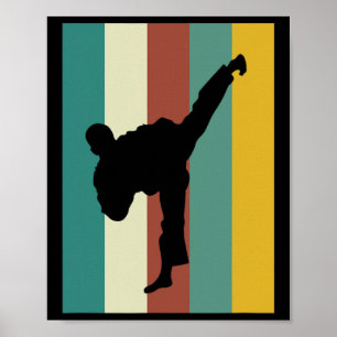 Kampfkunst Kickboxing Karate Taekwondo Retro Des Poster