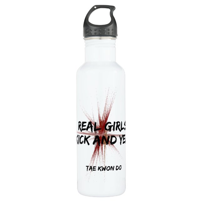 Kampfkunst-Mädchen-Tritt und Schrei Trinkflasche (Vorderseite)