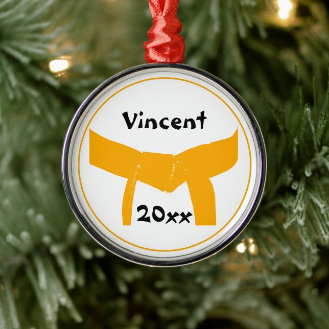Kampfkunst Orange Belt Ornament Aus Metall (Baum)