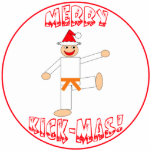 Kampfkunst-orange Gurt-Weihnachtsverzierung Fotoskulptur Ornament<br><div class="desc">Diese Verzierung des Kriegskunst-orange Gurt-fröhliche Weihnachtenc$tritt-mas macht ein einzigartiges Weihnachtsfeiertagsgeschenk oder -kleines Geschenk für Ihren Kriegskünstler. Passend für alle Kriegskünste - Karate,  Taekwondo,  kung fu,  Judo etc. Bild ist ein widerlicher tretender Typ des orange Gurtes der Kriegskünste,  der eine rote Weihnachtsmannmütze trägt.</div>