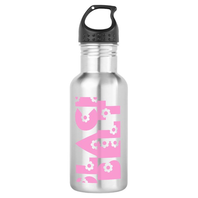 Kampfkunst-rosa Blumenschwarzer Gürtel Edelstahlflasche (Vorderseite)