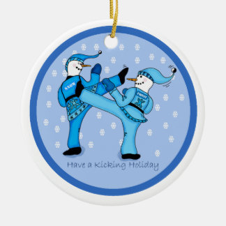 Kampfkunst-Schneemänner für Weihnachtsverzierung Keramik Ornament