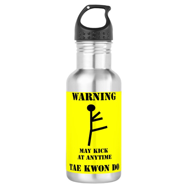 Kampfkunst-Taekwondo-Tritt-Warnung Trinkflasche (Vorderseite)
