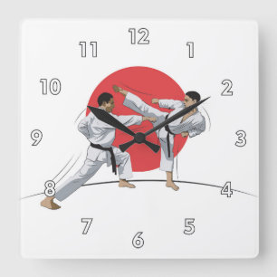 Kampfkunst und Kampfkunst Quadratische Wanduhr