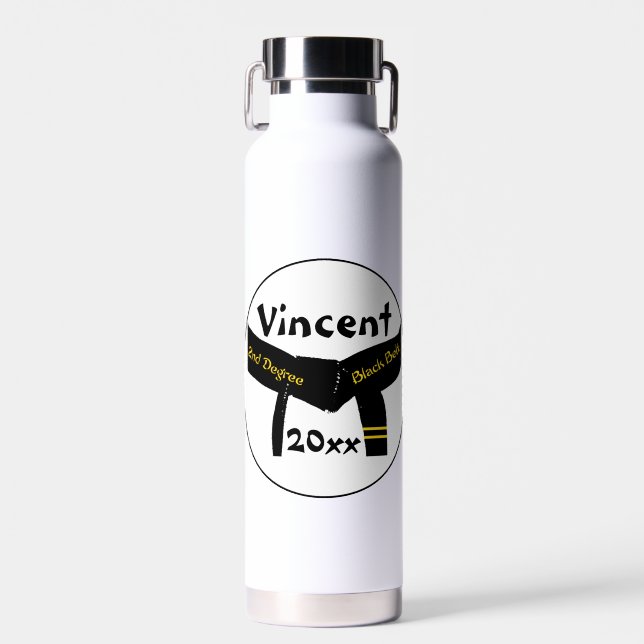 Kampfkunst Zweite Stufe Schwarzer Gürtel Trinkflasche (Vorne)
