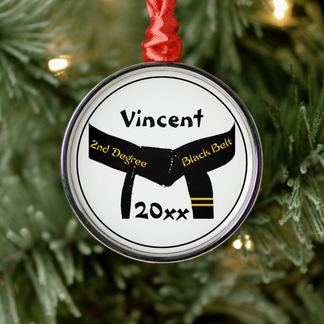 Kampfkunst zweiter Grad Black Gelt Rank Ornament Aus Metall (Baum)