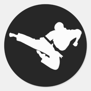 Kampfkünste-Silhouetten Runder Aufkleber
