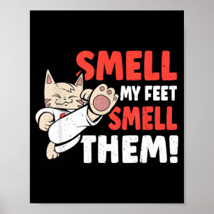 Kampfsport Katze riecht Füße riechen lustig Karate Poster
