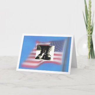 Kampfstiefel, US-Flagge, militärischer Abschluss Karte