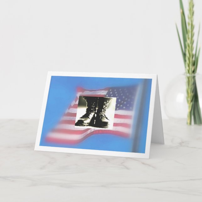 Kampfstiefel, US-Flagge, militärischer Abschluss Karte (Vorderseite)