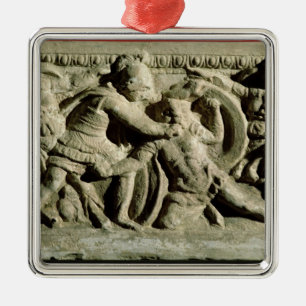 Kampfszene von einer cinerary Urne, Etruscan Silbernes Ornament