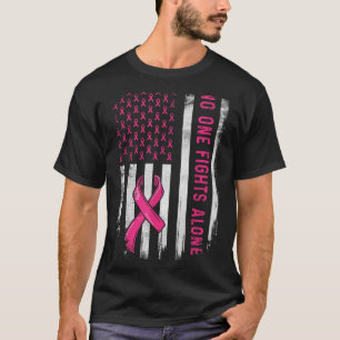 Kämpft allein gegen Brustkrebs Amerikanische Flagg T-Shirt