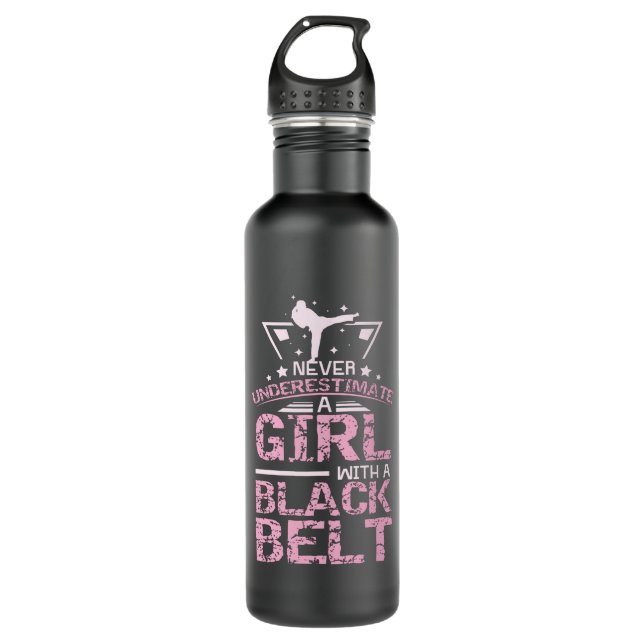 Kampsport Girl Black Belt Edelstahlflasche (Vorderseite)