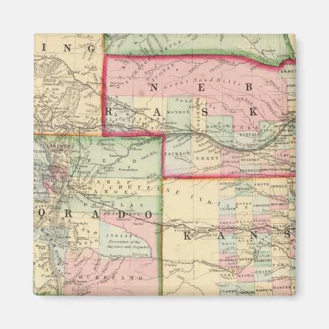Kan, Neb, Colo Map von Mitchell Magnet (Vorne)