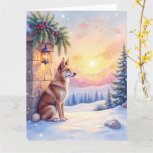 Kanaan-Hund Wüstenstein Winter Weihnachten Kunst Karte