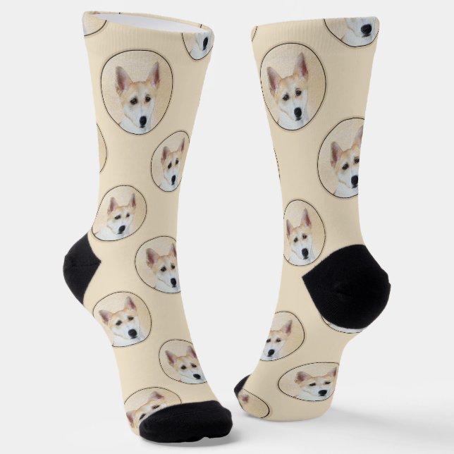 Kanaan Hunde Malerei Niedlich Original Hunde Kunst Socken (Gewinkelt)