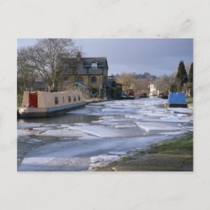 Kanaboote im Winter Postkarte