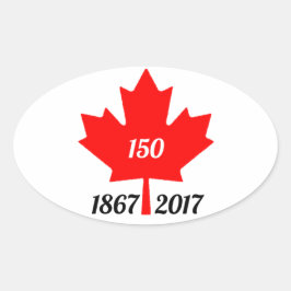 Kanada 150 im Jahr 2017 Ahornblatt Ovaler Aufkleber