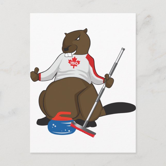 Kanada 150 im Jahr 2017 Curling Beaver Merchandise Postkarte (Vorderseite)