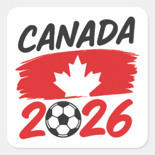 Kanada 2026 Fußball-Fan-Design mit Ahornblatt Quadratischer Aufkleber
