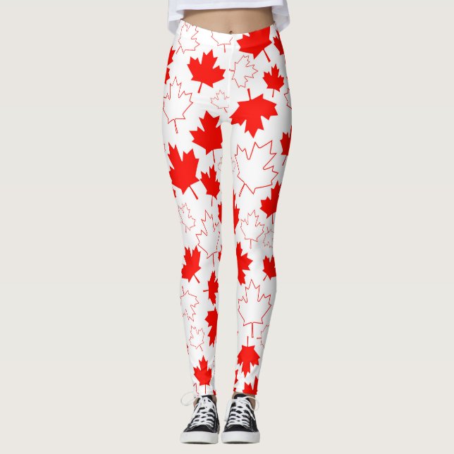 Kanada-Ahornblatt-rotes weißes gelegentliches Leggings (Vorderseite)
