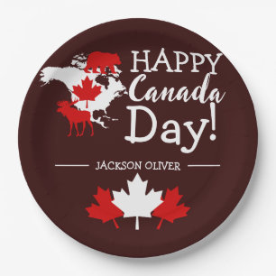 Kanada Ahornleaf, Happy Canada Tag, 1. Juli Pappteller