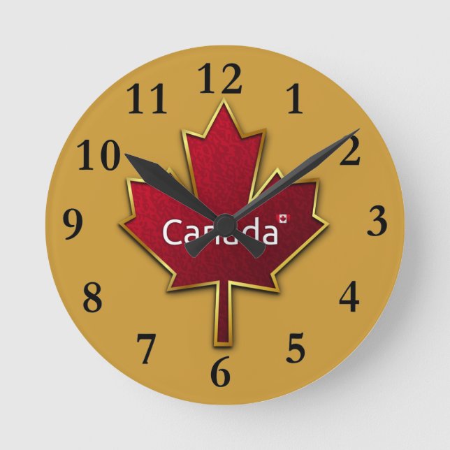 Kanada Ahornleaf-Uhr Runde Wanduhr (Vorderseite)