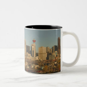 Kanada, Alberta, Calgary: Stadt-Skyline von 2 Zweifarbige Tasse