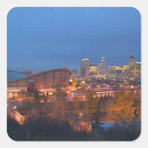 Kanada, Alberta, Calgary: Stadt-Skyline von 4 Quadratischer Aufkleber