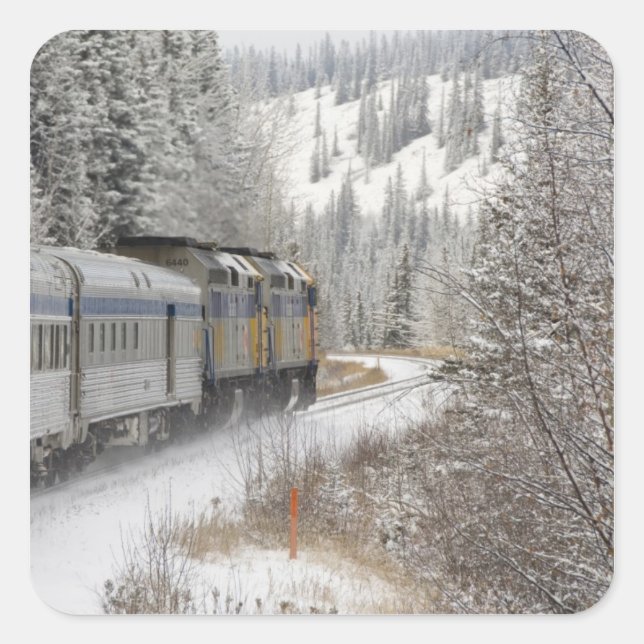 Kanada, Alberta. VIA Rail Snow Train zwischen Quadratischer Aufkleber (Vorderseite)