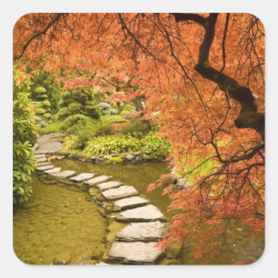 KANADA, British Columbia, Victoria. Herbst Quadratischer Aufkleber