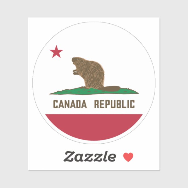 Kanada: California Flag Beaver Aufkleber (Blatt)