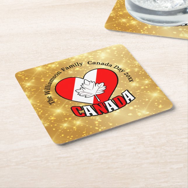 Kanada Day Gold Party Personalisierung Jahr Rechteckiger Pappuntersetzer (angewinkelt)