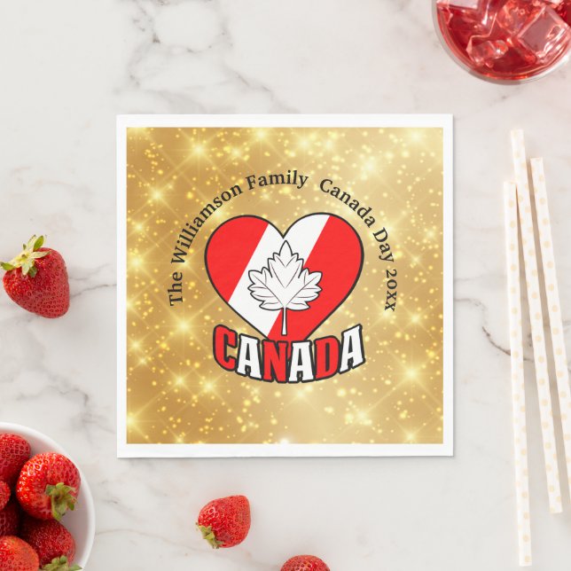Kanada Day Gold Party Personalisierung Jahr Serviette (Beispiel)