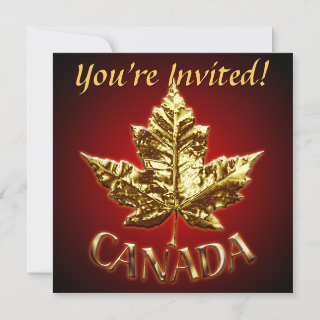 Kanada Einladungen Personalisiert Gold Canada UAWG (Vorderseite)