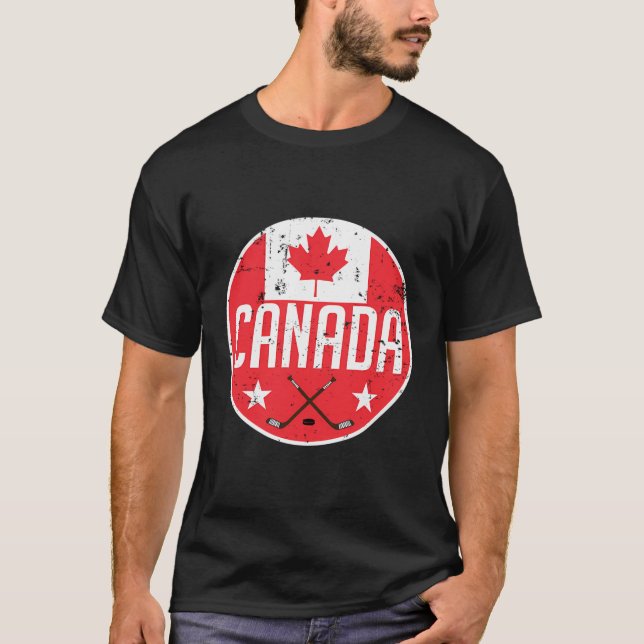 Kanada Eishockey Flag Jersey Supporter Canadian F T-Shirt (Vorderseite)