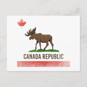 Kanada - Elch- und Kalifornienflagge Postkarte