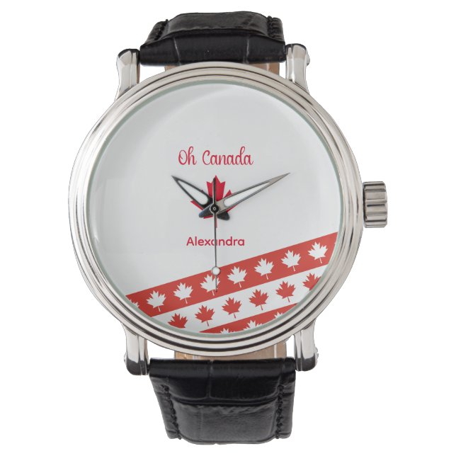Kanada | Elegant Red Maple Leaf Armbanduhr (Vorderseite)