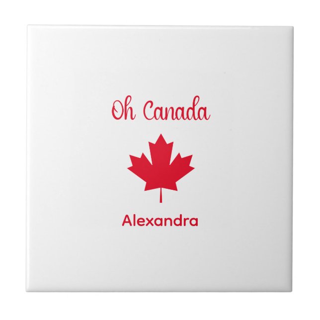 Kanada | Elegant Red Maple Leaf Fliese (Vorderseite)