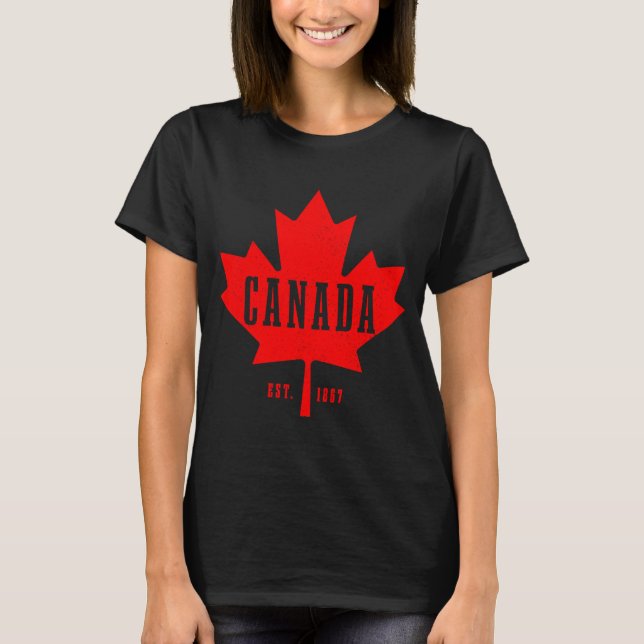Kanada Est 1867 Ahornleaf Kanadische Flagge Pride  T-Shirt (Vorderseite)