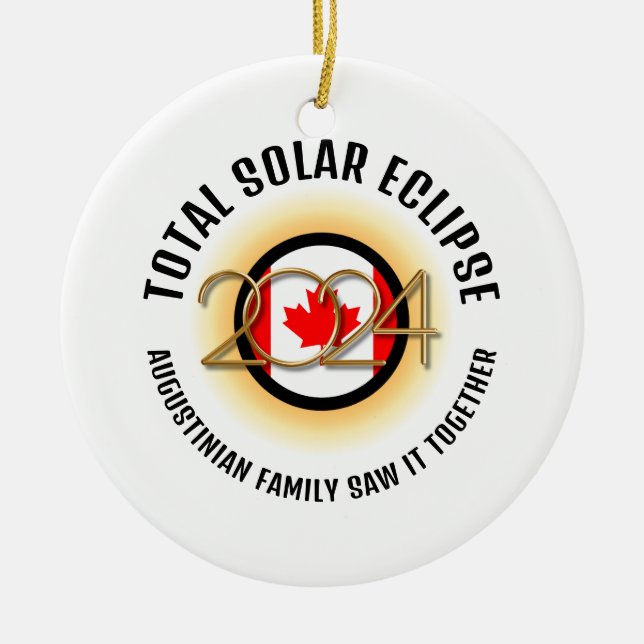 KANADA Flag 2024 INSGESAMT SOLAR ECLIPSE Souvenir Keramik Ornament (Vorne)